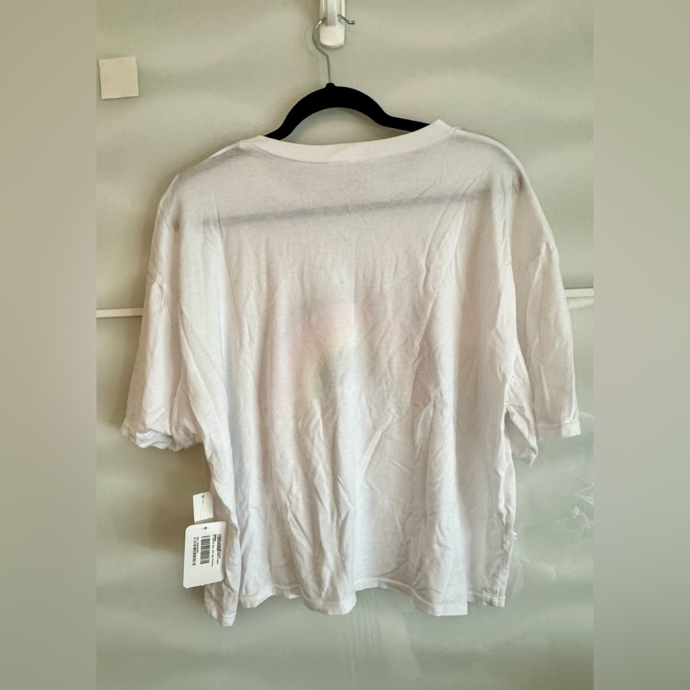 NWT Bloomingdale’s rainbow cropped tshirt XL oversized white tee - Picture 4 of 4
